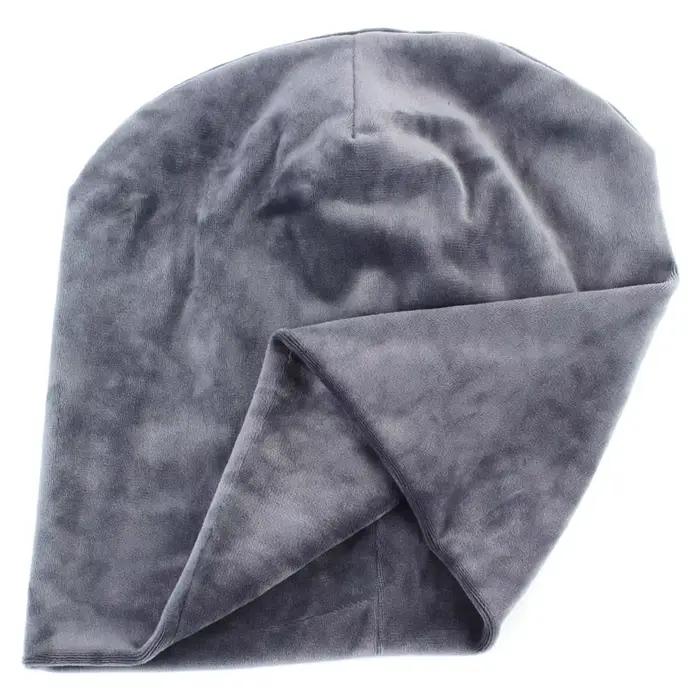Nouveau bonnet en velours pour femmes hiver chaud Polyester Skullies bonnets pour dames solide