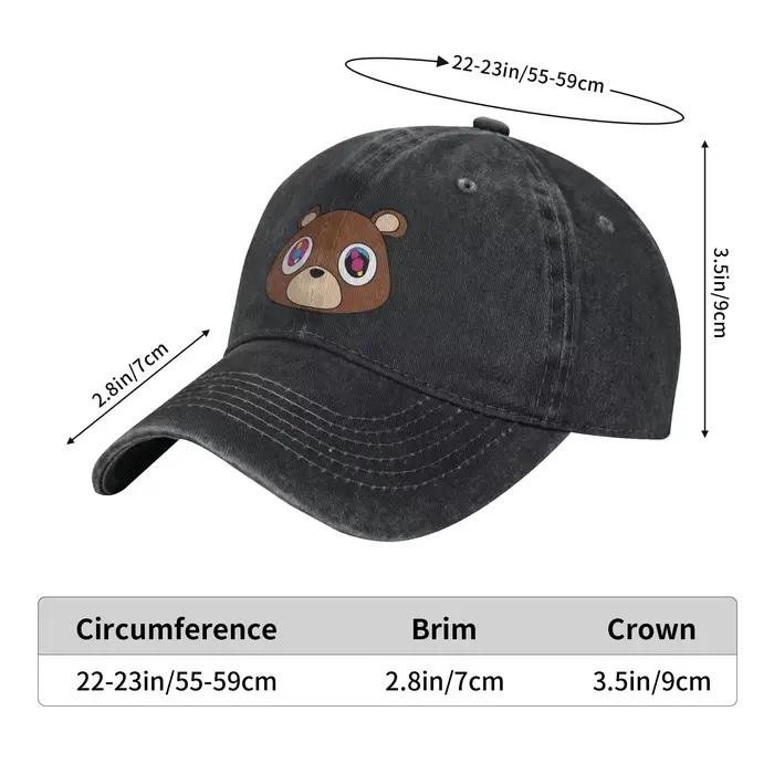 Casquette de baseball vintage en denim vieilli Cutie Bear Snapback pour homme et femme ajustement réglable style sport protection solaire occassions extérieures