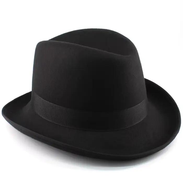 Hommes femmes classique rétro laine mélange Homburg chapeaux