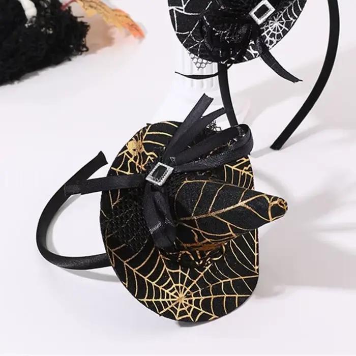 Bandeau de chapeau de sorcière solide or pour femmes durables pour Halloween et événements costumés