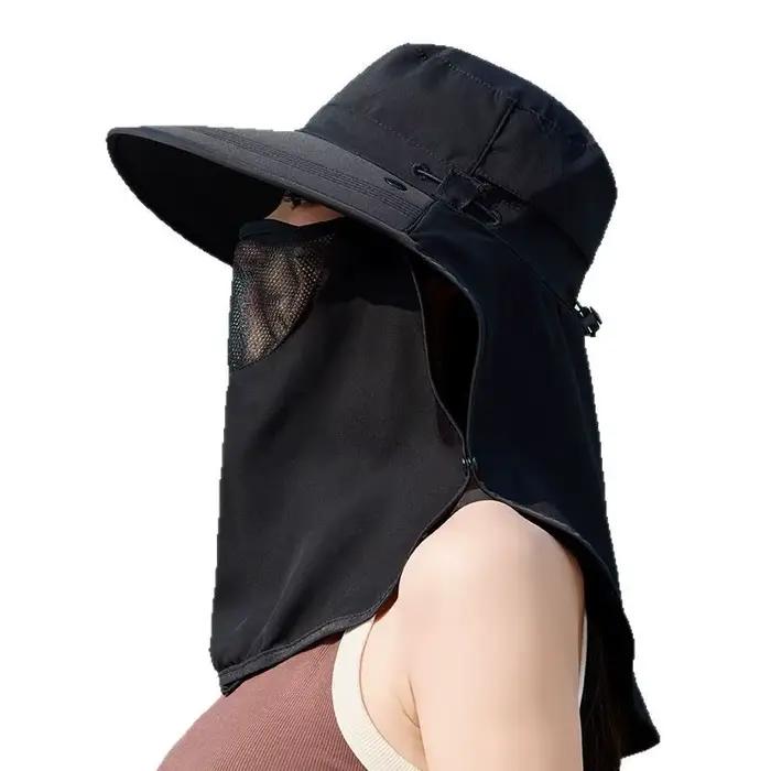 Chapeaux d'été pour femmes chapeau de soleil Protection Uv avec masque châle