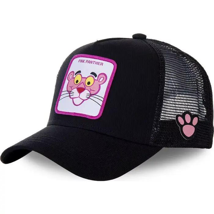 Casquette de baseball en coton style hip-hop motif panthère de dessin animé légère et respirante avec filet pour hommes et femmes occasions spéciales