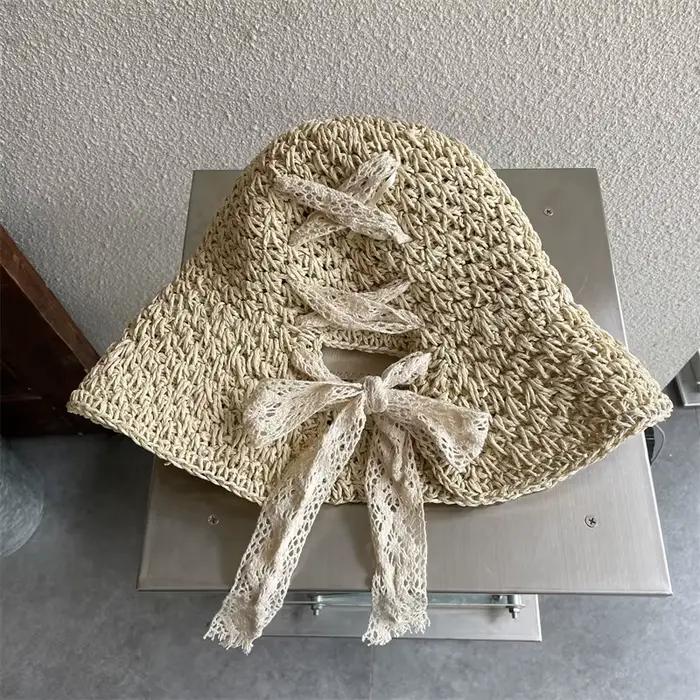 Chapeau de paille en dentelle pour femmes