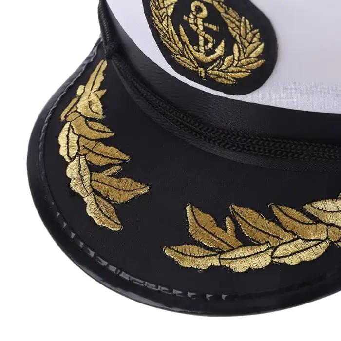 Chapeau de marin blanc pour adulte casquette de baseball unisexe avec badge brodé pour occasions spéciales et événements costumés
