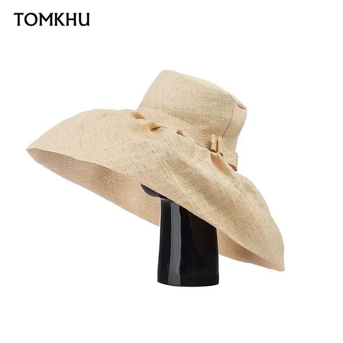Chapeau en raphia de Style Hepburn rétro européen et américain