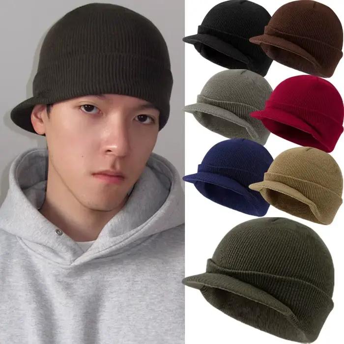 Nouveaux chapeaux tricotés unisexe mode épaissir fourrure doublée bonnet doux avec bord thermique hiver Simple Hip Hop chapeau pour hommes femmes cadeau