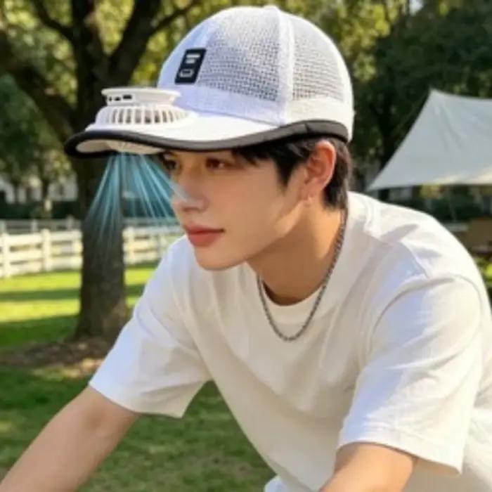 Casquette de refroidissement avec panneau solaire pour le travail