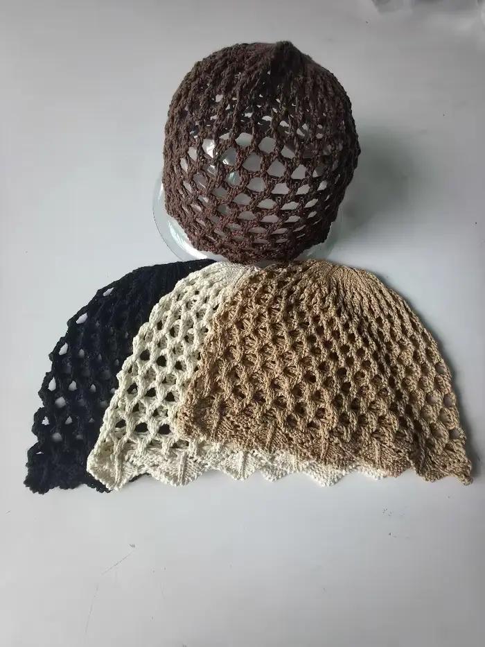 Chapeau tricoté en fil de coton pour femmes