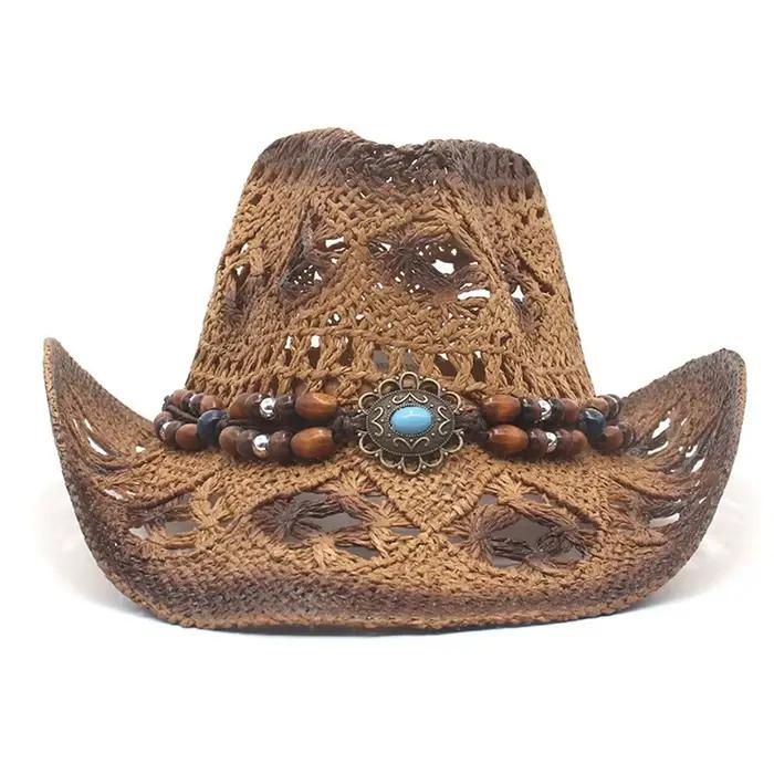 Chapeau de Cowboy Créatif en Paille Bouclée pour Femme