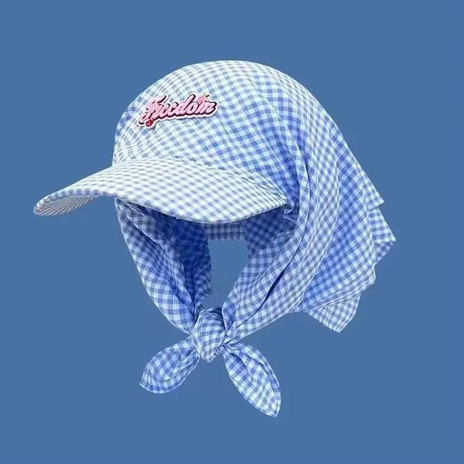 Chapeau foulard à carreaux de conception coréenne pour l'ombrage et la Protection solaire en plein air