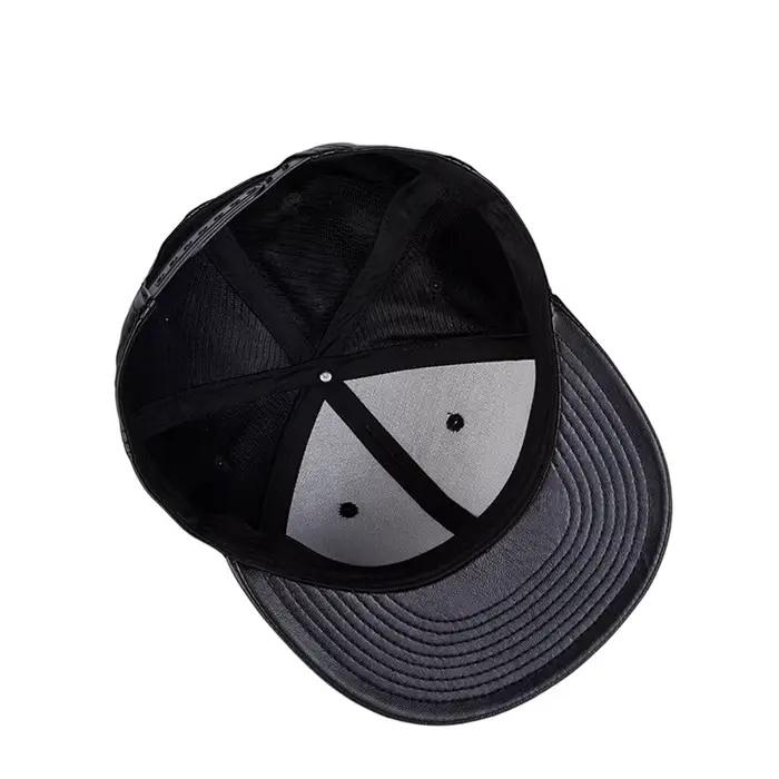 Chapeau à bords plats en cuir noir pour hommes