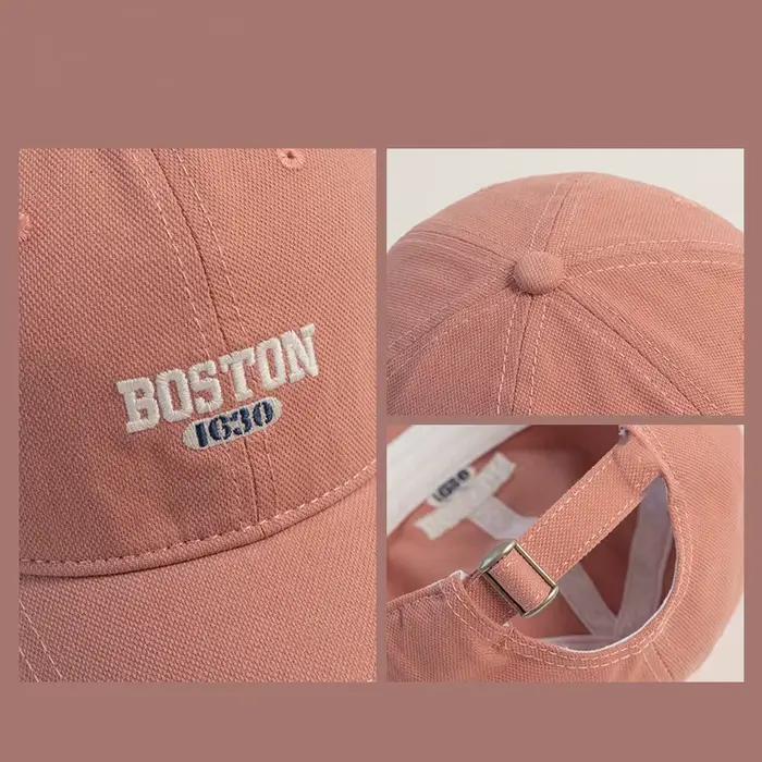 Casquette à visière brodée rose style coréen pour fille