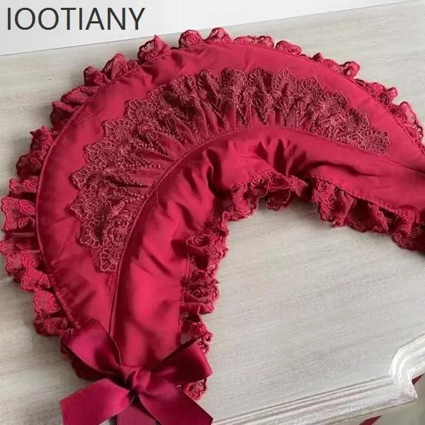 IOOTIANY Original gothique Lolita bordeaux dentelle chapeau femmes rétro victorien élégant ruban pansement thé fête plage plat chapeaux 2026
