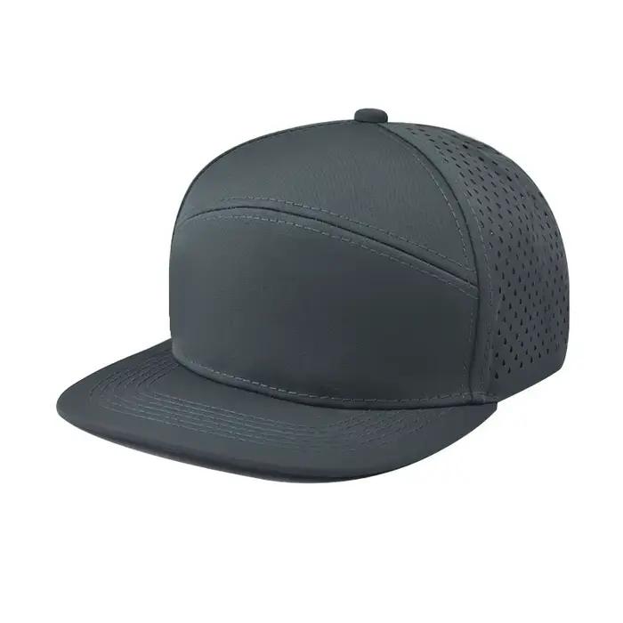 Logo personnalisé 5 panneaux chapeau de camionneur femmes broderie Hip Hop bord plat Snap Back Cap hommes plaine blanc maille rue danse casquette de baseball