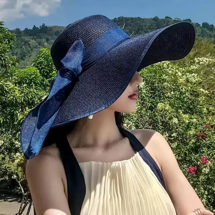 Chapeau de soleil en paille pour femmes