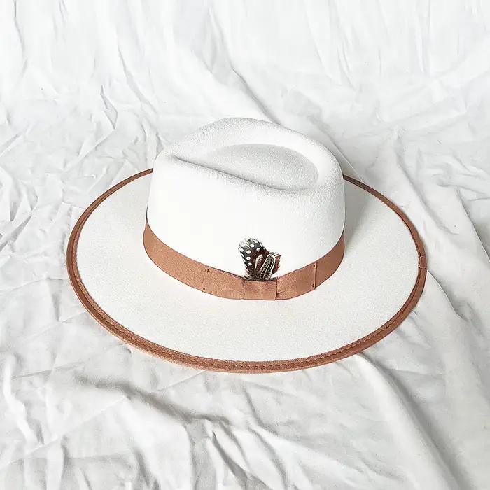 Chapeau Fedora blanc de Style français pour femmes et hommes