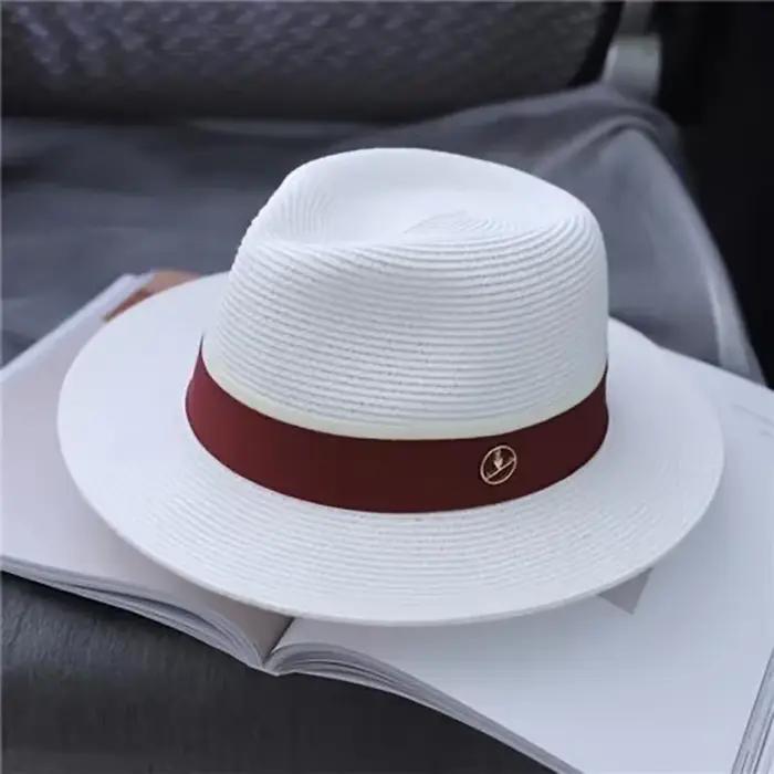 SEABREEZE Chapeau Fedora en paille Panama Contraste bleu marine