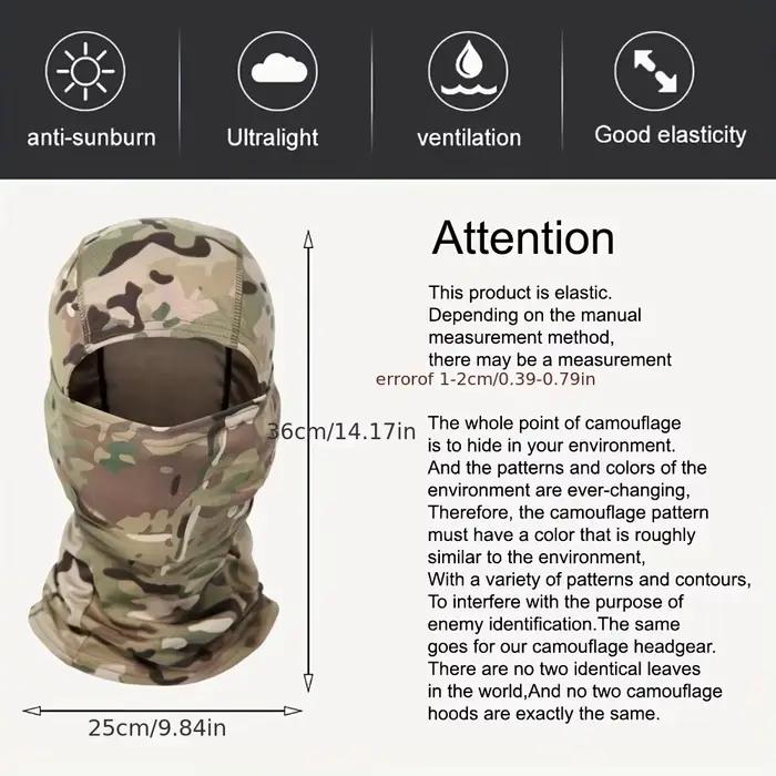 Cagoule tactique coupe-vent homme tricoté polyester protection anti-vent randonnée chasse ski vélo activité extérieure