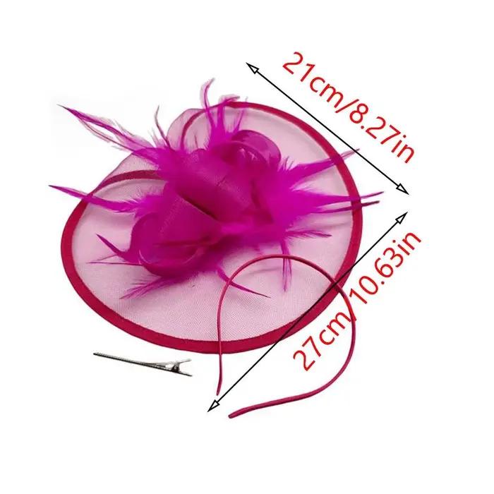 Chapeau Fascinator Élégant Vintage Femme Orné de Fleurs Plumes Fêtes Thé Kentucky Derby Occasions Spéciales