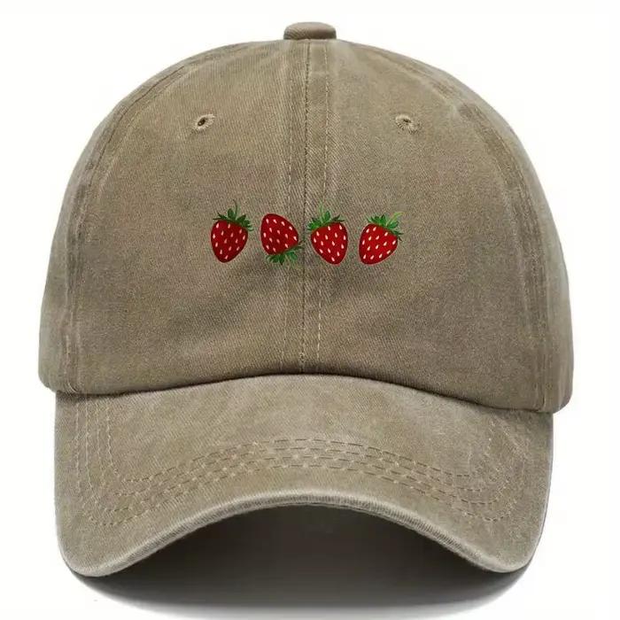 Casquette de baseball imprimée fraises avec visière réglable