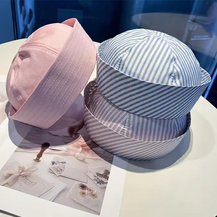 Chapeau de marin rayé élégant style coréen