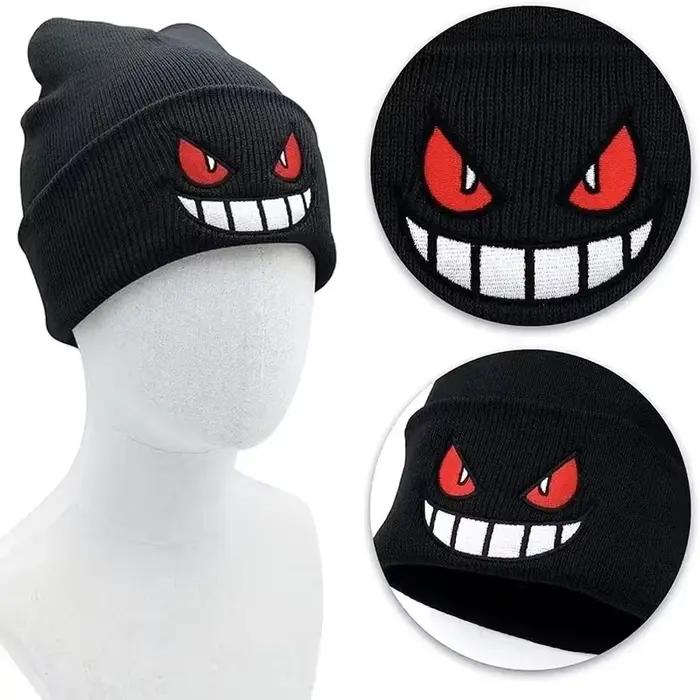 Chapeau tricoté brodé de dessins animés mignons Anime Pokemon Gengar