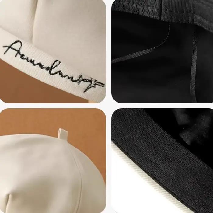 Béret avec lettres brodées pour femmes