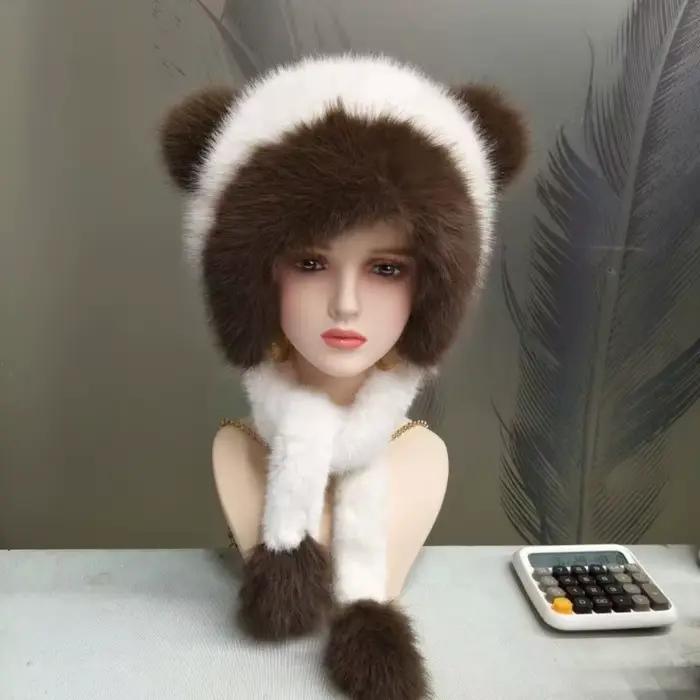 Chapeau à oreillettes en fausse fourrure pour femmes hiver chapeau russe Ushanka chapeau chaud et fourré avec cache-oreilles polyvalent pour activités hivernales