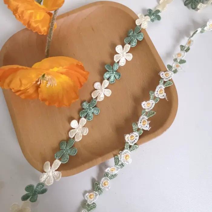 Dentelle Marguerite Verte Fraîche Soluble dans l'Eau pour Chapeaux et Coques de Téléphone – Matériaux DIY et Accessoires Faits Main