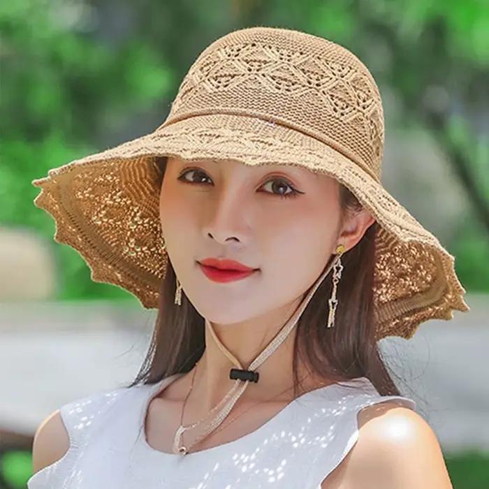 Chapeau de soleil respirant de style français avec large bord en crochet
