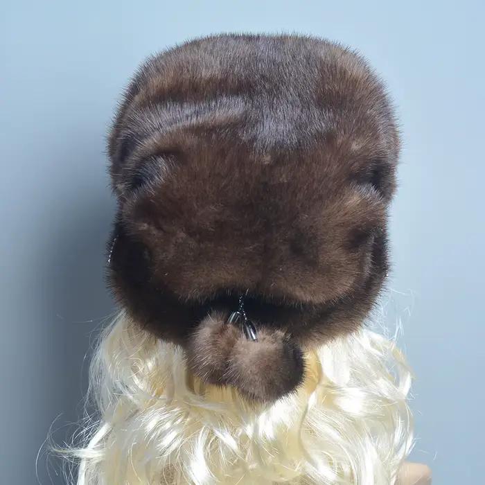 Chapeau de fourrure russe hiver chaud naturel fourrure de vison pour femmes bombader chapeaux oreillettes extérieurs occasions spéciales