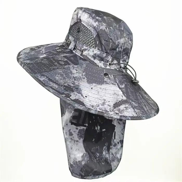 Chapeau de soleil Anti-UV à large bord avec masque facial