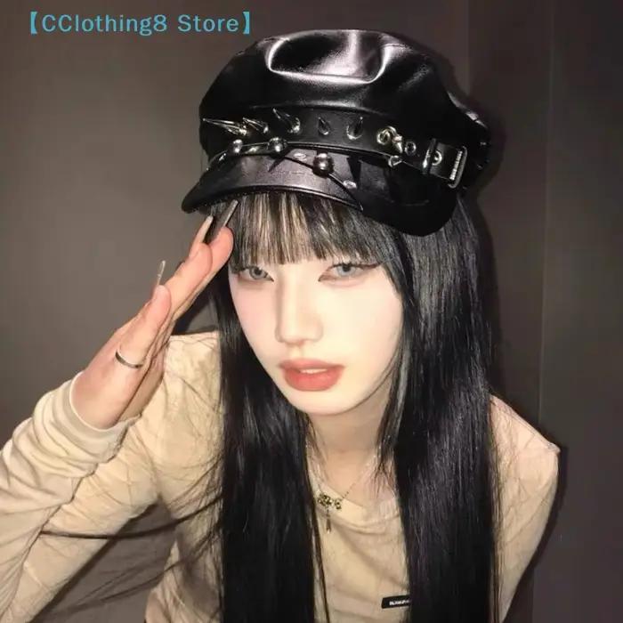 Béret à rivets Harajuku Y2K pour fille