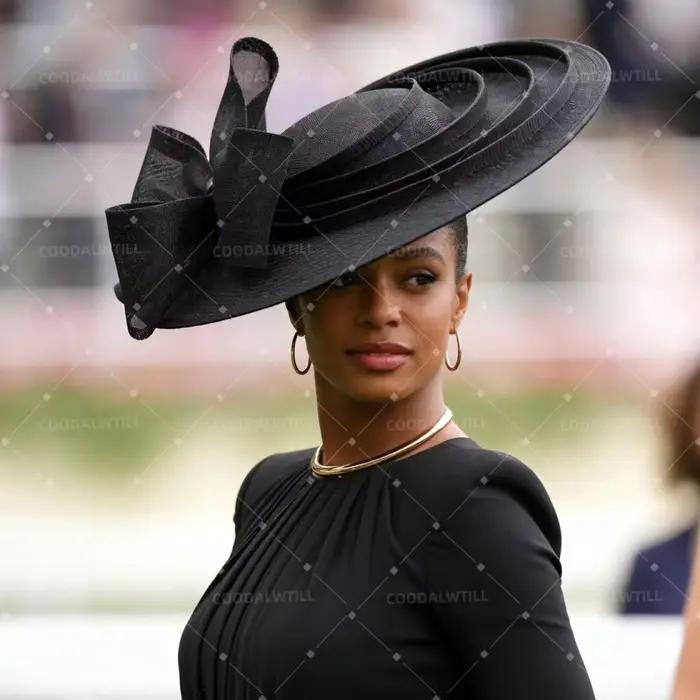 Nouvel Arrivage Chapeau Fascinator Grande Taille en Imitation Sinamay avec Clip pour Femme