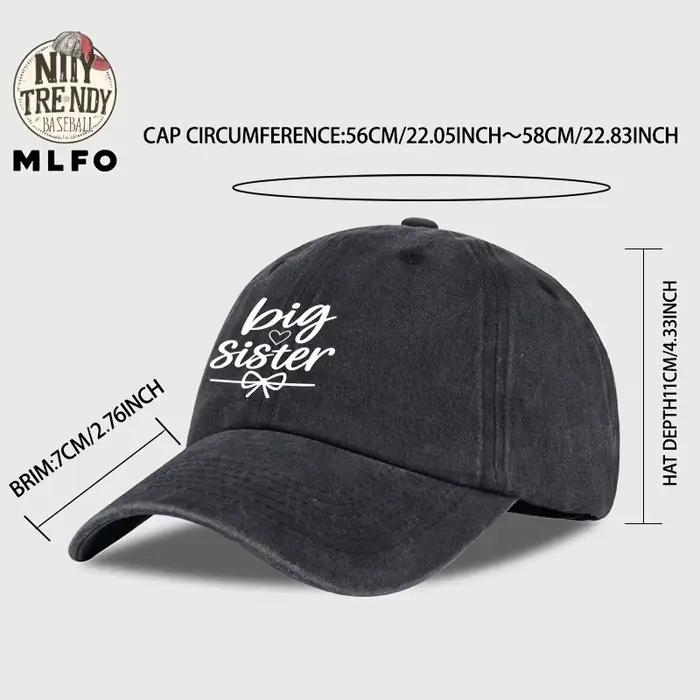 Nouvelle casquette de baseball tendance « Big Sister » à imprimé cœur et nœud