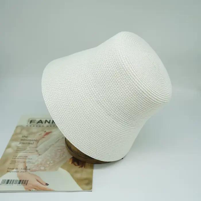 Chapeau de soleil uni tissé style rétro français pour femmes, bord large, protection solaire UPF 50+, ajustement parfait, occasions estivales et printanières