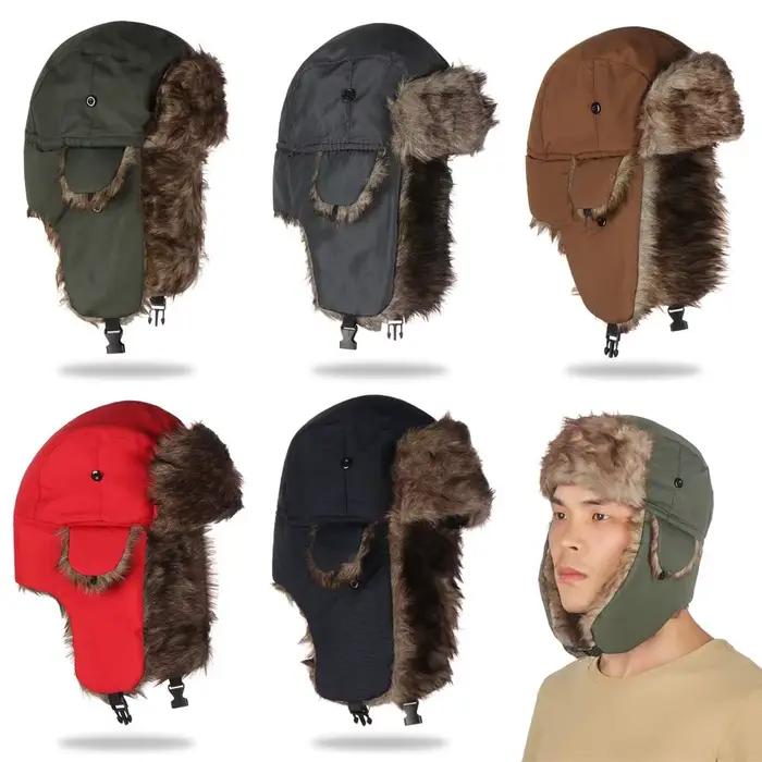 Chapeau de Ski chaud en fourrure d'hiver pour hommes et femmes