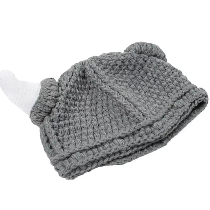 Chapeau en coton tricoté à la main avec motifs de cornes vikings et animaux de compagnie pour enfants styles sportifs occasions spéciales extérieures