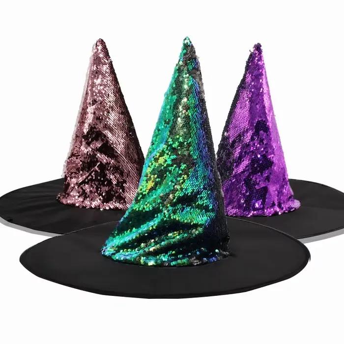 Chapeau de sorcière pliable à large bord pour femmes et filles