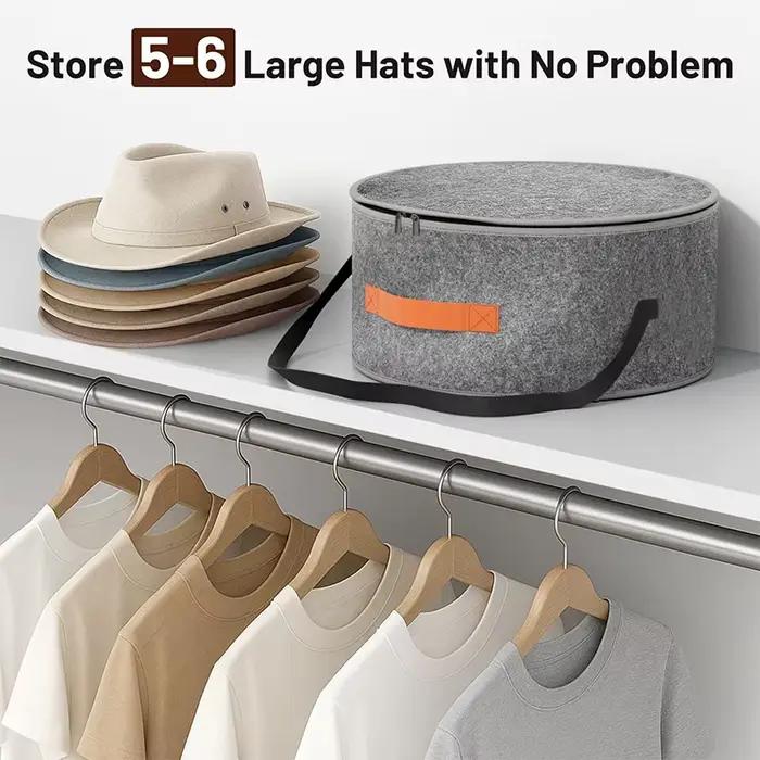 Grande boîte à chapeaux circulaire pliable en feutre