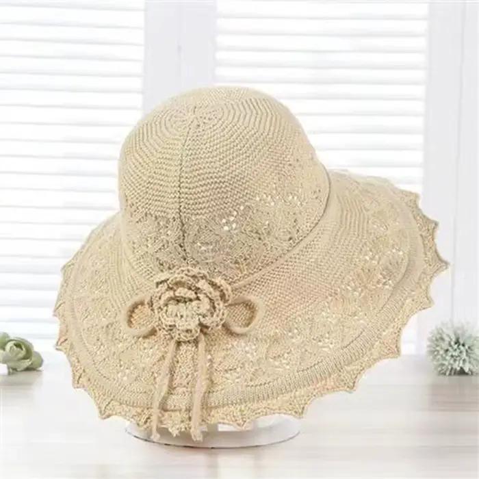 Chapeau de soleil respirant de style français avec large bord en crochet