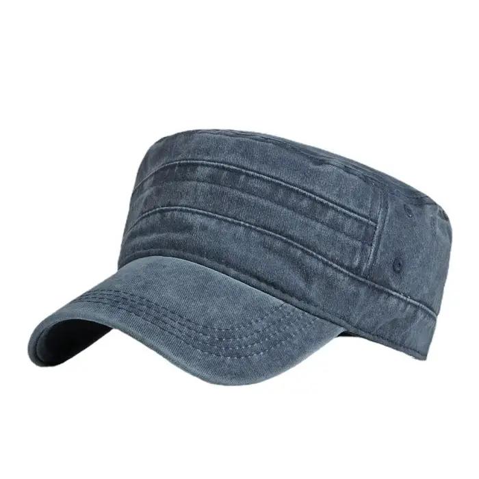 Printemps été à bord court armée chapeau hommes femmes en plein air rétro lavé coton grande tête parasol casquettes plates casquette militaire chapeaux de pêche
