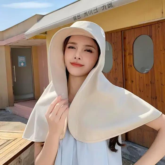 Parasol de protection solaire avec grand chapeau de soleil intégré pour femme