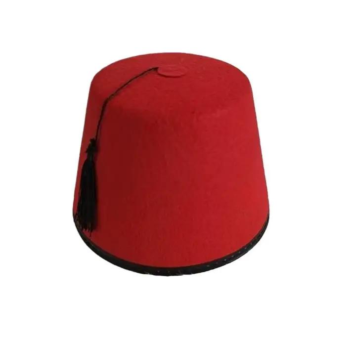 Chapeau Fez rond en polyester respirant rouge pour hommes et femmes, accessoire de mode unique et original pour les festivals, cosplay, et autres occasions spéciales