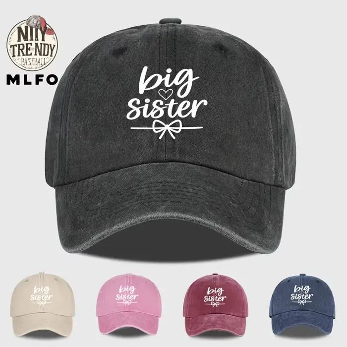 Nouvelle casquette de baseball tendance « Big Sister » à imprimé cœur et nœud