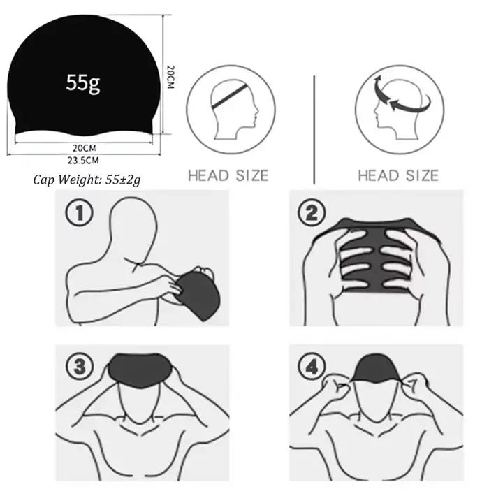 55g Silicone bonnet de bain hommes femmes piscine Sport nautique plongée