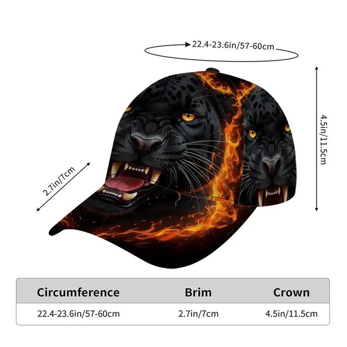 Casquette de baseball classique avec imprimé Fierce Panther in Flames