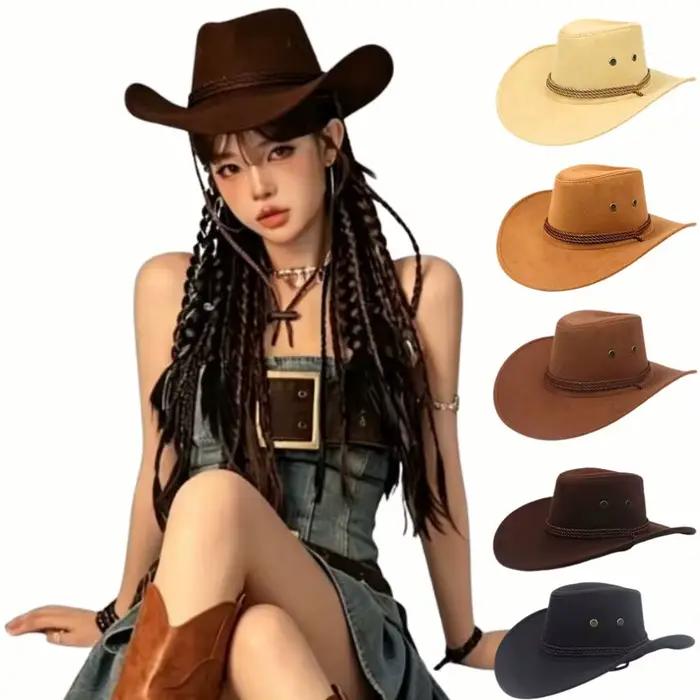 1PC Chapeau de cowboy western en feutre marron