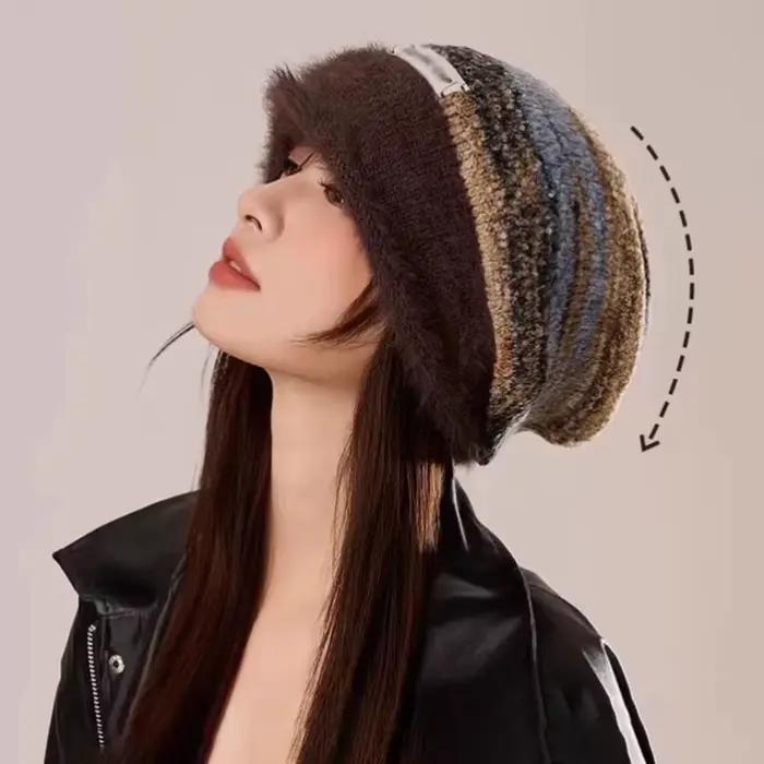 Bonnet en acrylique thermique Maillard pour femmes, surdimensionné, confortable, élégant, idéal pour les grands cheveux, maternité, hiver et plein air ``` ###TITRE### Bonnet en acrylique thermique Maillard pour femmes, surdimensionné, confortable, élégant, idéal pour les grands cheveux, maternité, h