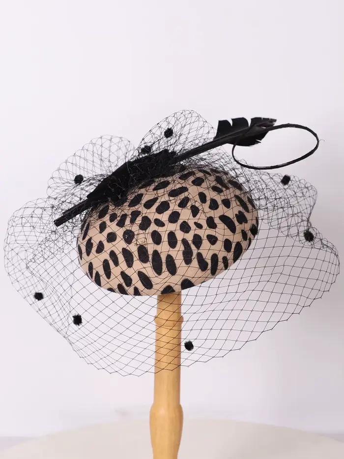 Chapeau Fascinator en Feutre 100% Laine Léopard Noir Élégant pour Femme – Idéal pour Fêtes